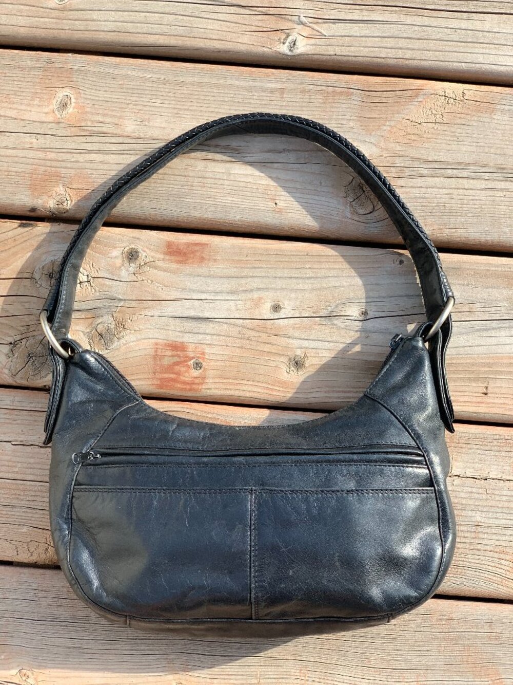 Vintage 90s Derek Alexander Shoulder Bag Handbag Purse Black Leather Minimalist